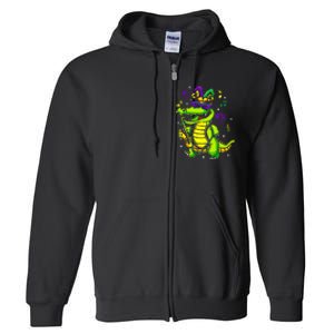 Cute Mardi Gras Alligator Full Zip Hoodie