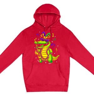 Cute Mardi Gras Alligator Premium Pullover Hoodie