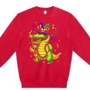 Cute Mardi Gras Alligator Premium Crewneck Sweatshirt