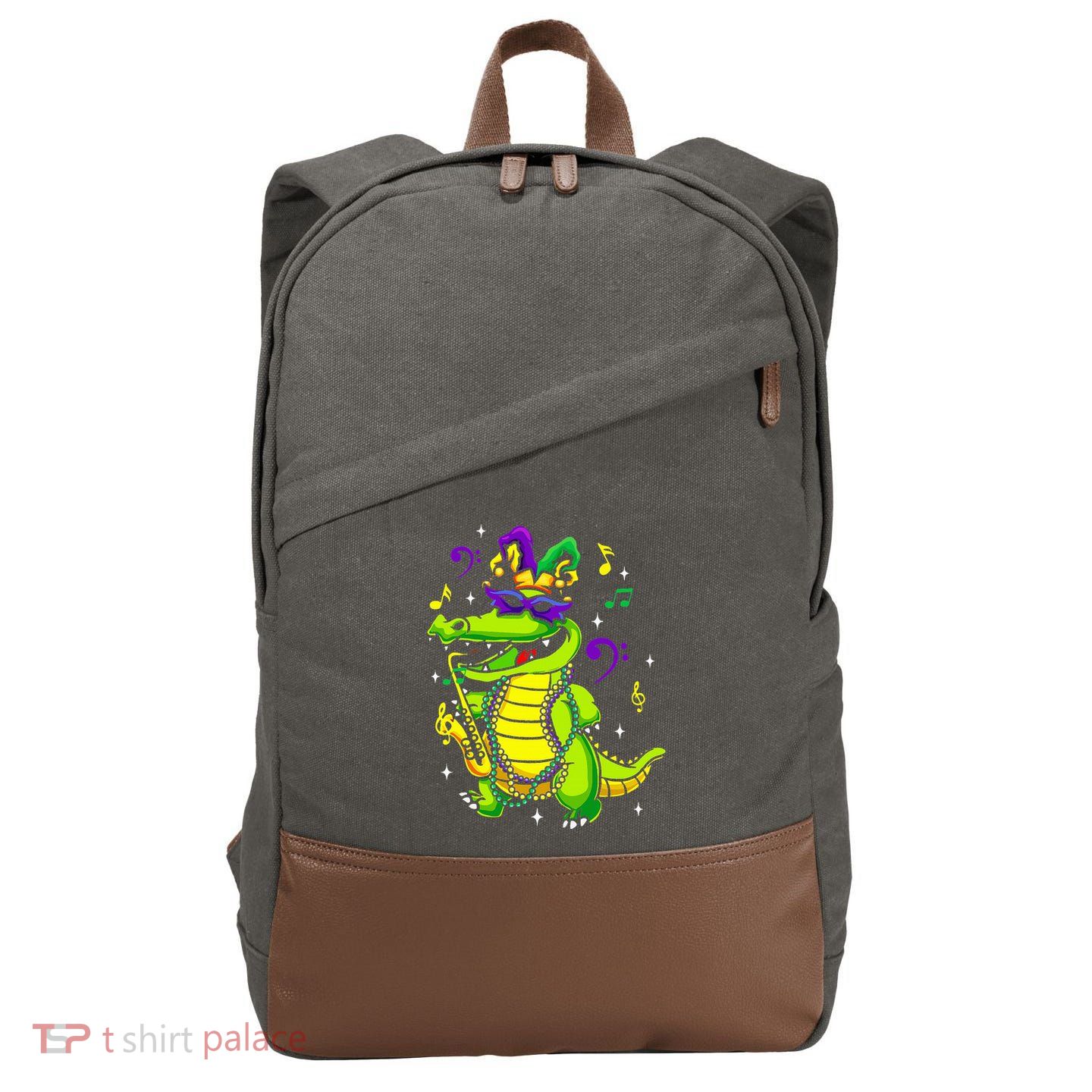 Cute Mardi Gras Alligator Cotton Canvas Backpack