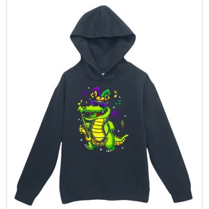 Cute Mardi Gras Alligator Urban Pullover Hoodie