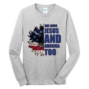 Christian Meaningful Gift America Sunflower Gift Tall Long Sleeve T-Shirt