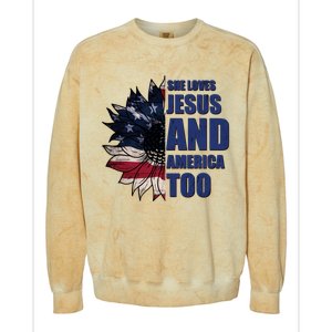 Christian Meaningful Gift America Sunflower Gift Colorblast Crewneck Sweatshirt