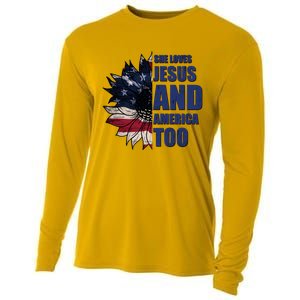 Christian Meaningful Gift America Sunflower Gift Cooling Performance Long Sleeve Crew