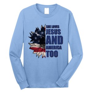 Christian Meaningful Gift America Sunflower Gift Long Sleeve Shirt