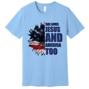 Christian Meaningful Gift America Sunflower Gift Premium T-Shirt