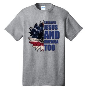 Christian Meaningful Gift America Sunflower Gift Tall T-Shirt