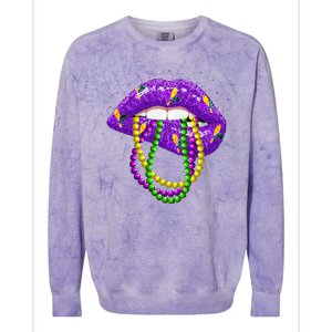 Cool Mardi Gras Glitter Lips Colorblast Crewneck Sweatshirt