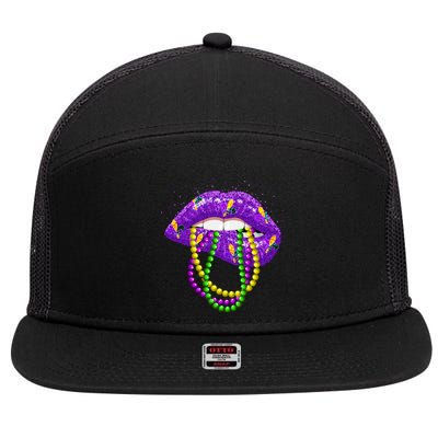 Cool Mardi Gras Glitter Lips 7 Panel Mesh Trucker Snapback Hat