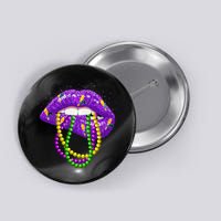 Cool Mardi Gras Glitter Lips Button