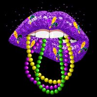 Cool Mardi Gras Glitter Lips Button