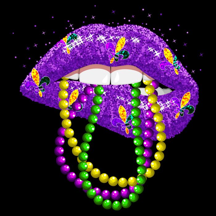 Cool Mardi Gras Glitter Lips Button