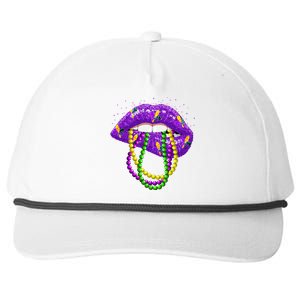 Cool Mardi Gras Glitter Lips Snapback Five-Panel Rope Hat