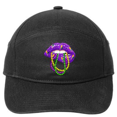 Cool Mardi Gras Glitter Lips 7-Panel Snapback Hat