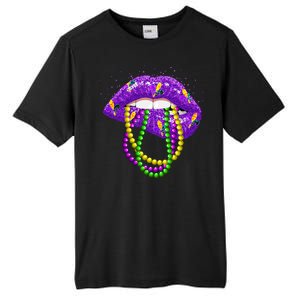 Cool Mardi Gras Glitter Lips Tall Fusion ChromaSoft Performance T-Shirt