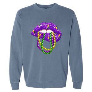 Cool Mardi Gras Glitter Lips Garment-Dyed Sweatshirt