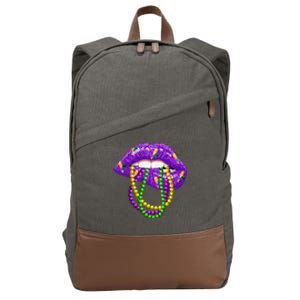 Cool Mardi Gras Glitter Lips Cotton Canvas Backpack