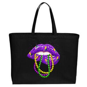 Cool Mardi Gras Glitter Lips Cotton Canvas Jumbo Tote