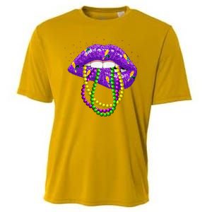 Cool Mardi Gras Glitter Lips Cooling Performance Crew T-Shirt