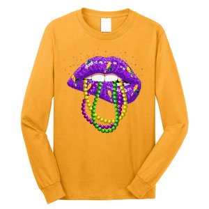 Cool Mardi Gras Glitter Lips Long Sleeve Shirt