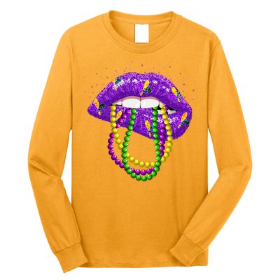 Cool Mardi Gras Glitter Lips Long Sleeve Shirt