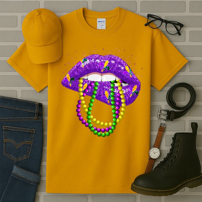 Cool Mardi Gras Glitter Lips Tall T-Shirt