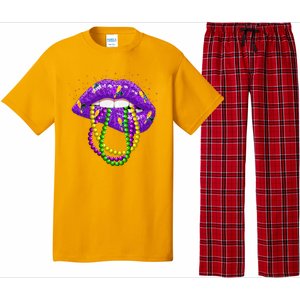 Cool Mardi Gras Glitter Lips Pajama Set