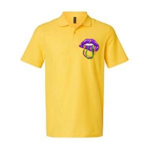 Cool Mardi Gras Glitter Lips Softstyle Adult Sport Polo