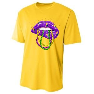 Cool Mardi Gras Glitter Lips Performance Sprint T-Shirt