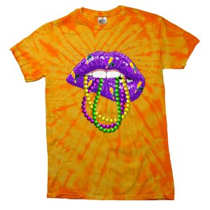 Cool Mardi Gras Glitter Lips Tie-Dye T-Shirt