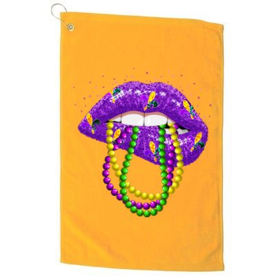 Cool Mardi Gras Glitter Lips Golf Towel