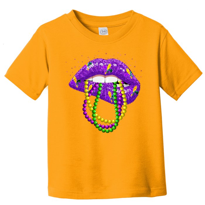 Cool Mardi Gras Glitter Lips Toddler T-Shirt