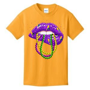 Cool Mardi Gras Glitter Lips Kids T-Shirt