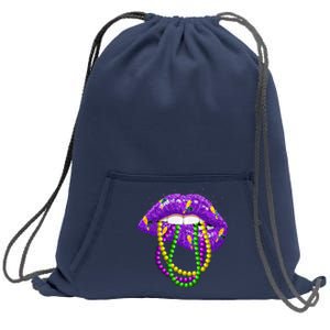 Cool Mardi Gras Glitter Lips Sweatshirt Cinch Pack Bag