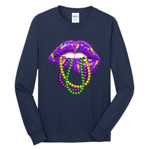 Cool Mardi Gras Glitter Lips Tall Long Sleeve T-Shirt