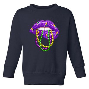 Cool Mardi Gras Glitter Lips Toddler Sweatshirt