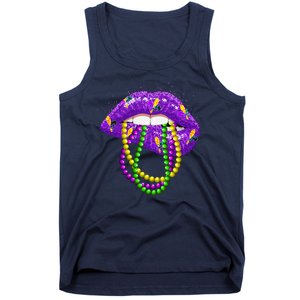 Cool Mardi Gras Glitter Lips Tank Top