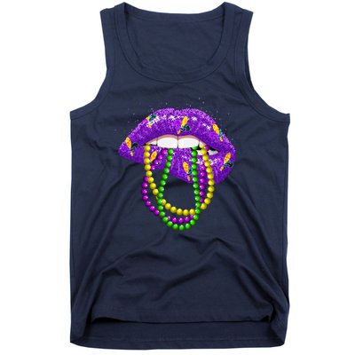 Cool Mardi Gras Glitter Lips Tank Top