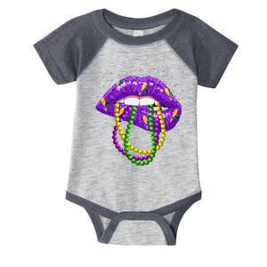 Cool Mardi Gras Glitter Lips Infant Baby Jersey Bodysuit