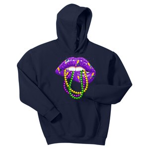 Cool Mardi Gras Glitter Lips Kids Hoodie