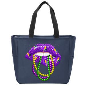 Cool Mardi Gras Glitter Lips Zip Tote Bag