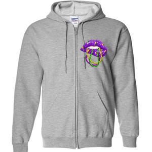 Cool Mardi Gras Glitter Lips Full Zip Hoodie