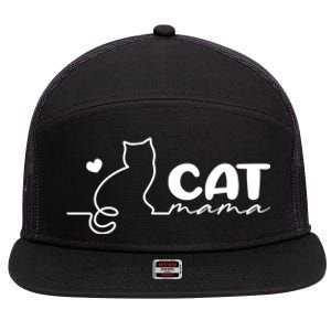 Cat Mama Gift For Cat Mama Cute Cat Mama Gift 7 Panel Mesh Trucker Snapback Hat