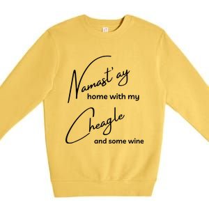 Cheagle Meaningful Gift Funny Namastay For Yoga And Dog Lovers Gift Premium Crewneck Sweatshirt