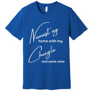 Cheagle Meaningful Gift Funny Namastay For Yoga And Dog Lovers Gift Premium T-Shirt