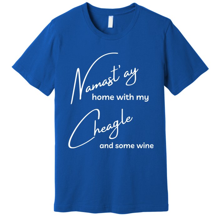 Cheagle Meaningful Gift Funny Namastay For Yoga And Dog Lovers Gift Premium T-Shirt