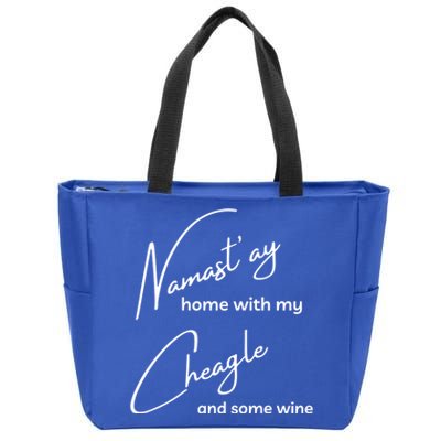 Cheagle Meaningful Gift Funny Namastay For Yoga And Dog Lovers Gift Zip Tote Bag