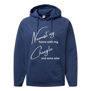 Cheagle Meaningful Gift Funny Namastay For Yoga And Dog Lovers Gift Performance Fleece Hoodie