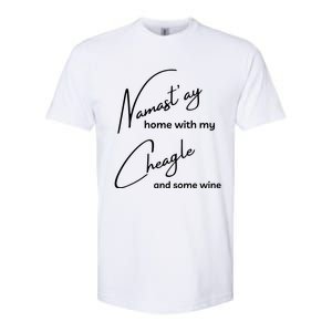 Cheagle Meaningful Gift Funny Namastay For Yoga And Dog Lovers Gift Softstyle CVC T-Shirt