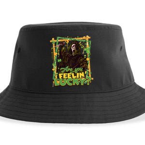 Call Me Ghostface Are You Feelin' Lucky Horror Movie St Patricks Day Lucky Vibe Sustainable Bucket Hat